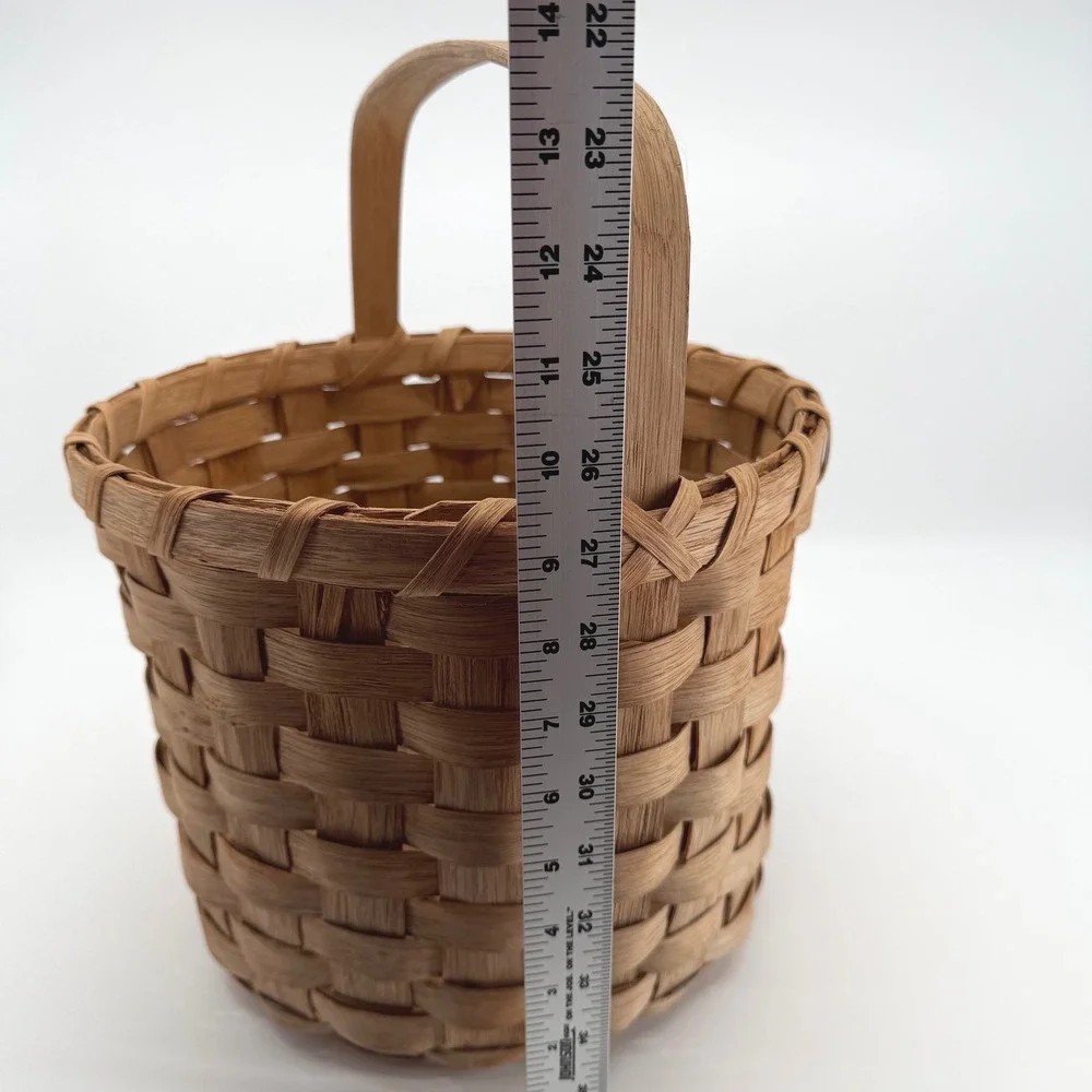 Vintage Handwoven Basket With Handle Rustic Farmhouse Cottage Decor Americana